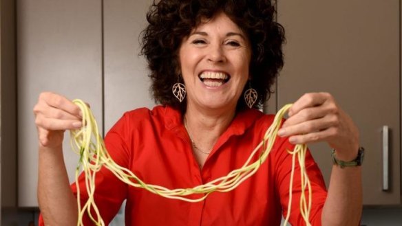 Zoodles: Jill Dupleix preparing her Zucchini "spaghetti" Christmas dish.