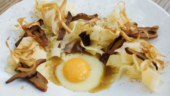 Go-to dish: Parsnip pappardelle, egg yolk and pine mushrooms.
