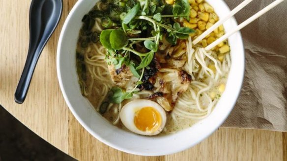 Top bowl: Pork ramen at Shop Ramen.