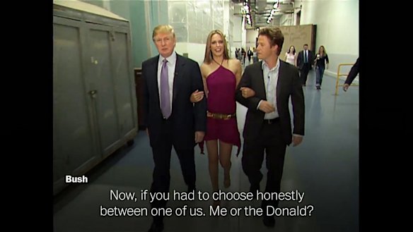 Donald Trump, actress Arianne Zucker, and host Billy Bush in the 2005 tape.