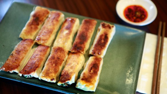 Pan-fried prawn dumplings at ShanDong MaMa.