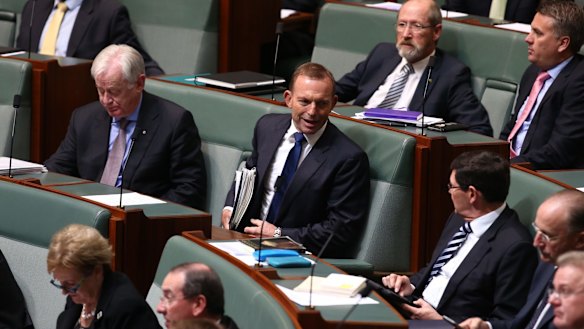 Tony Abbott during question time on Monday.