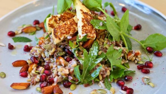 Haloumi and wild rice salad.