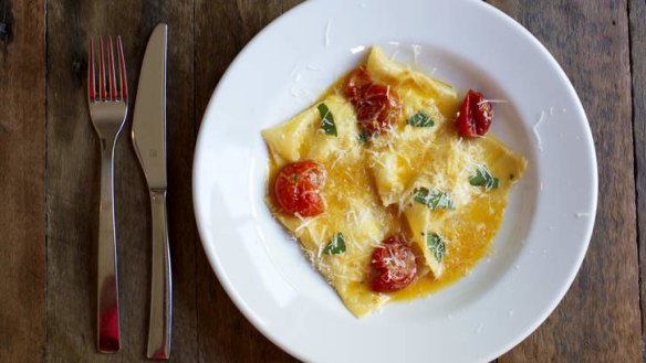 Plenty to choose from: Ricotta ravioli with cherry tomatoes is one of many quality pasta dishes.