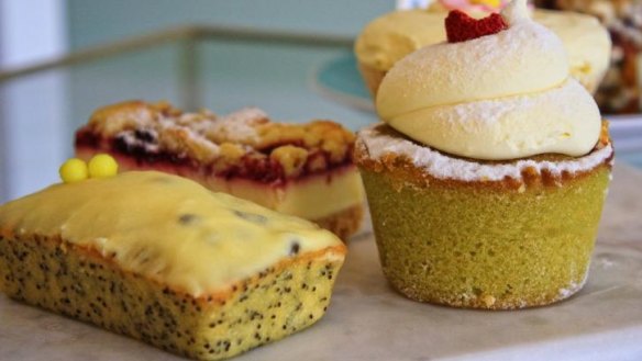 The cakes display at Lottie, Brighton East.