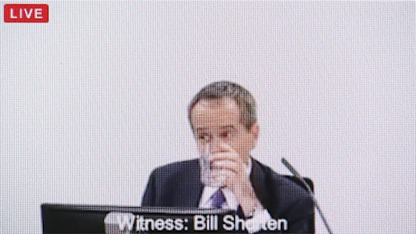 Opposition Leader Bill Shortenon Thursday.  Image from Royal Commission video feed