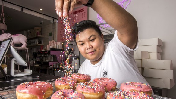 Kenneth Rodrigueza is happy not to throw out his doughnuts. 