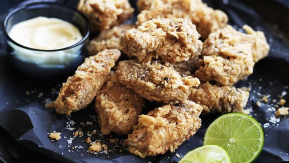 Neil Perry's fried chicken wings with garlic and rosemary.