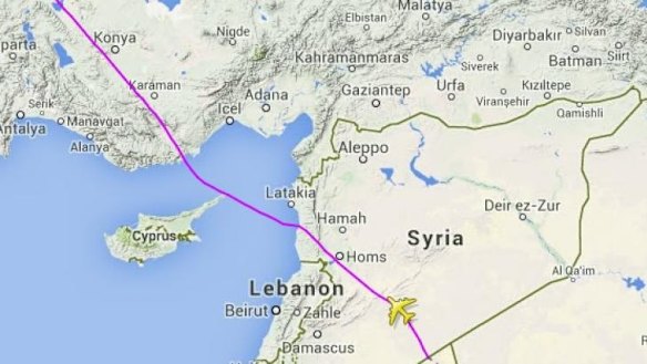 The new flight path for Malaysia Airlines MH4, which was re-routed from Ukraine.