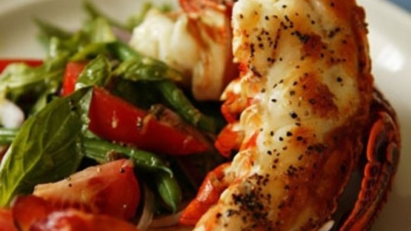 Lobster tail salad with truffle oil