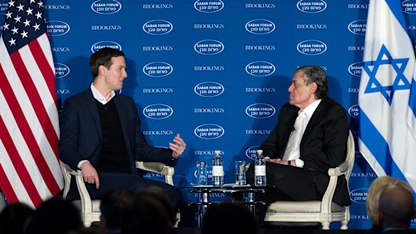 Jared Kushner, accompanied by Saban Forum chairman Him Saban, said he didn't want to upstage his father-in-law by making an announcement about the Middle East.