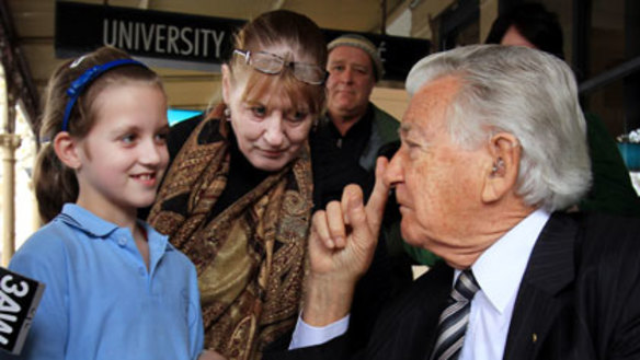 Bob Hawke on the campaign trail in Melbourne.