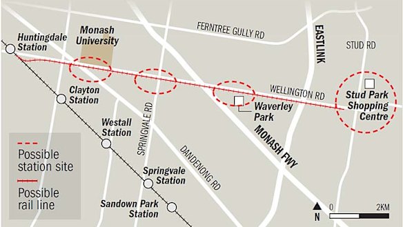 The proposed rail route.