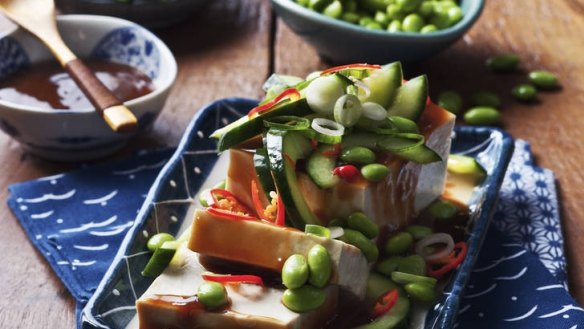 Silken tofu with soybeans and chili