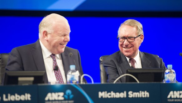 Former ANZ CEO Mike Smith, left, and chairman David Gonski  both advocate for women through the Male Champions of Change group.