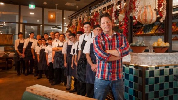 Coming to Brisbane: Jamie Oliver at his Canberra restaurant Jamie's Italian.