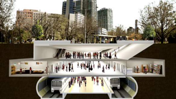 An artist's impression of the proposed Domain train station.