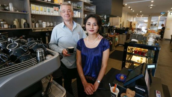 John and Claudette Osterberg at their cafe, Black Mocha, at Turramurra.