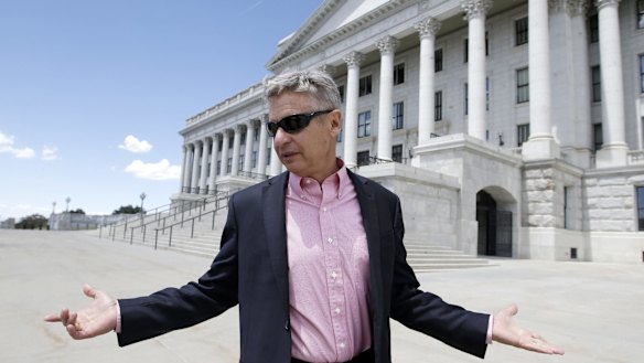 Gary Johnson leaves the Utah State Capitol after meeting with with legislators.