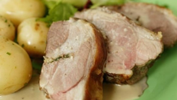 Roast lamb rump with anchovy cream sauce