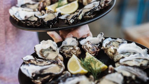 Get Shucked oysters at Great Bay on Bruny Island.