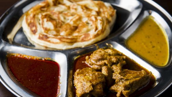 Roti canai at PappaRich in the Canberra Centre.