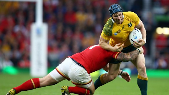 Pocock in action during the Wallabies' triumph over Wales.