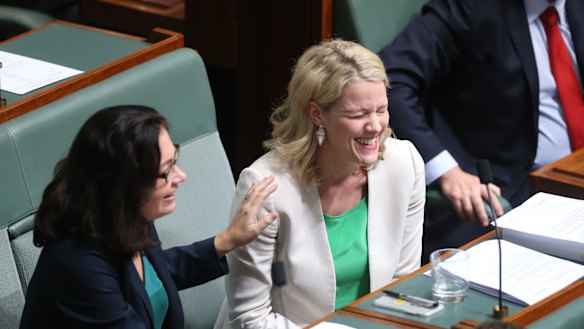 Labor MPs Terri Butler and Clare O'Neil in question time on Wednesday.