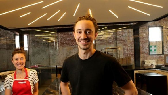 Baker Kate Reid and her brother Cameron inside the climate-controlled cube at Lune Croissanterie in Fitzroy.