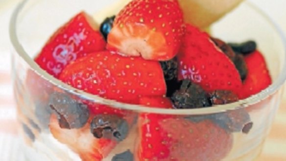 Strawberries with espresso mascarpone cream