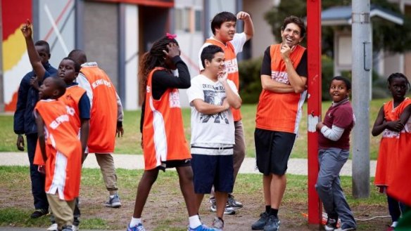 Chef Ben Shewry (second from right) is involved with Helping Hoops, a program that supports children growing up with disadvantage through basketball and mentoring.