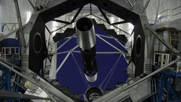 The complex mirror assembly of the giant Keck telescope.