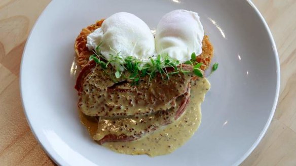 Beef brisket with eggs and a crunchy hash brown is thestar of Mr Brightside's breakfast menu.