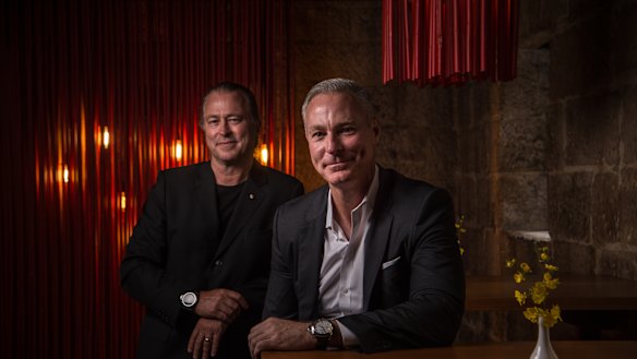 Chef Neil Perry (left) and Rockpool Dining Group chief executive Thomas Pash at Sake Restaurant. 