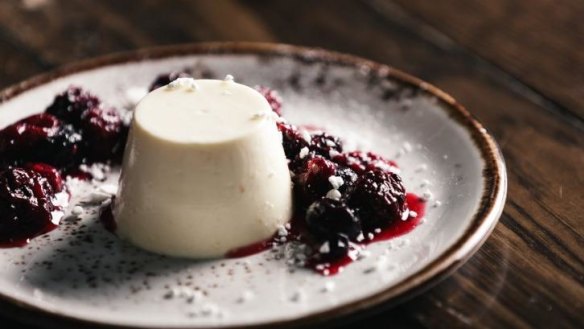 Buffalo yoghurt panna cotta served with a vanilla scented summer berry compote.