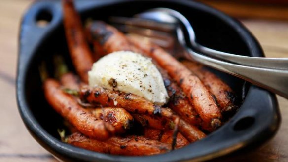 San Talmo's burnt carrots with thyme and goat's curd.