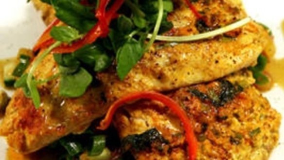 Spice-dusted barramundi with Moroccan herb salad