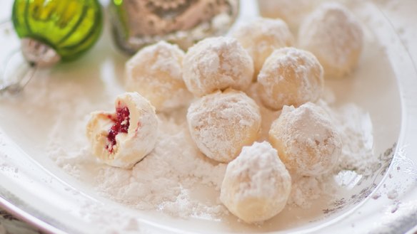 Raspberry and white chocolate truffles.
