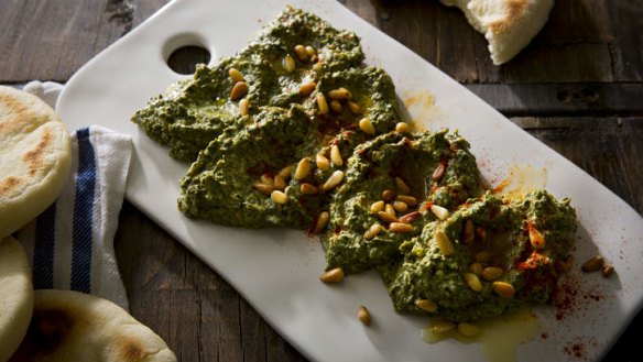 Silverbeet, spinach, yoghurt and pinenut dip.