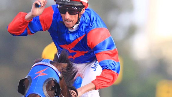 Nash Rawiller rides Pierro to victory in the Golden Slipper.