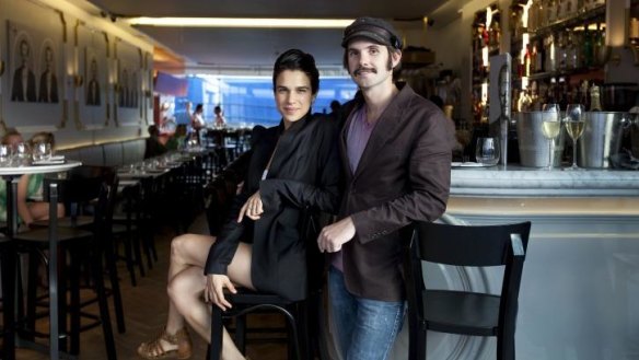 Mr Moustache owners Regina Bueno Ros and Bildo Saravia at their mezcal shrine in Bondi.