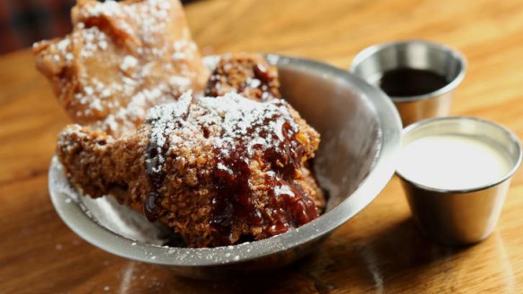 Breakfast of champions: Frosties fried chicken and a deep-fried pop tart.