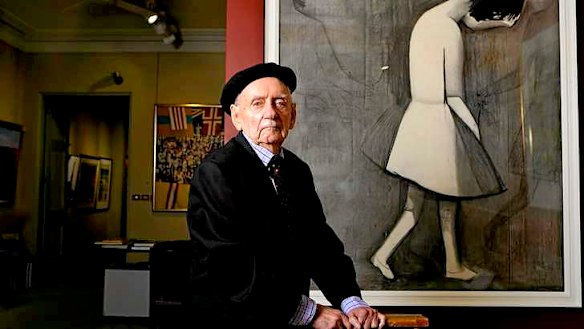 Artist Charles Blackman at Savill Galleries in Paddington, Sydney.