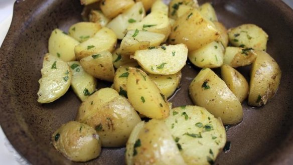 Roasted potatoes with herbs.