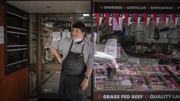 Cristian Garcia, owner of Theo's Cecinas Quality Meats, which sells asado (beef ribs), chorizo, morcilla (blood sausage) and sweetbreads.