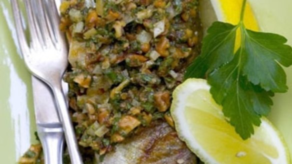 Roasted walnut and preserved lemon salsa