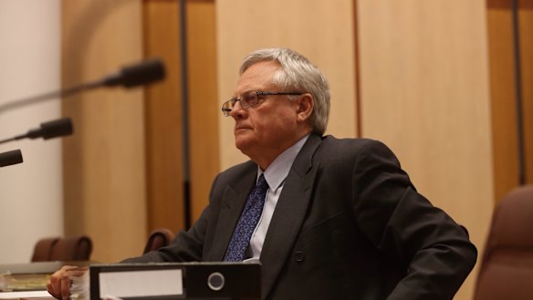 Dr Gary Rumble appearing before a Senate committee examining the Defence Abuse Response Taskforce 2014. Photo: Andrew Meares