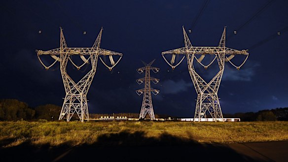 Power lines leading to the smelter at Portland.