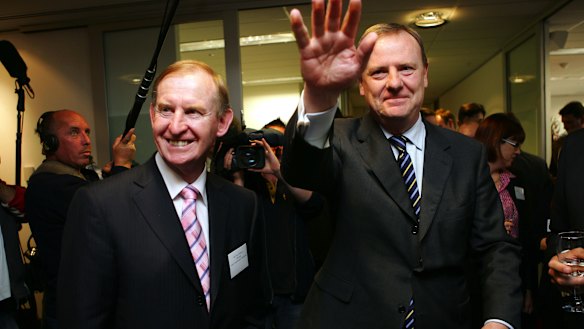 David Murray with then Treasurer Peter Costello at the launch of the Future Fund.