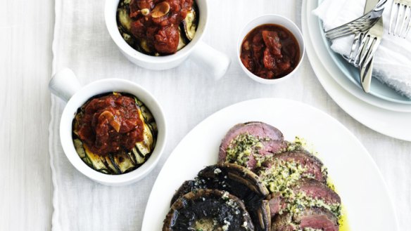 The baked zucchini can be served in ramekin dishes as part of a selection of courses, including Neil Perry's beef fillet with horseradish, butter and mushrooms.